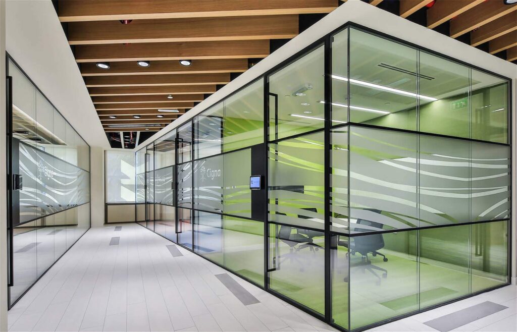 25X45 aluminium glass partition